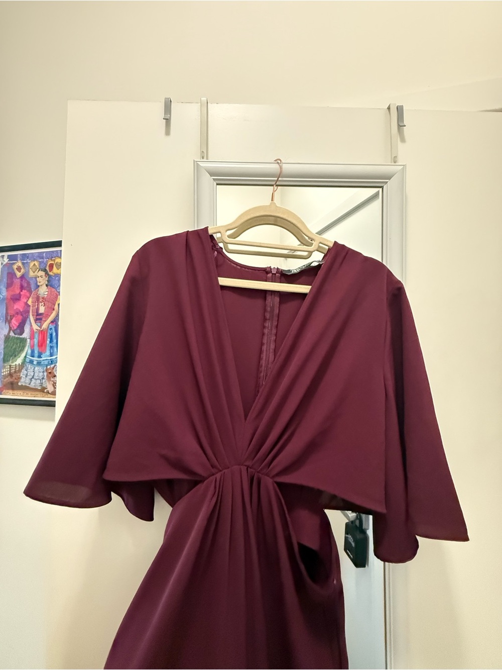 Zara EWomen's Twist-Front Cut-Out Jumpsuit  in Burgundy - Picture 2 of 6